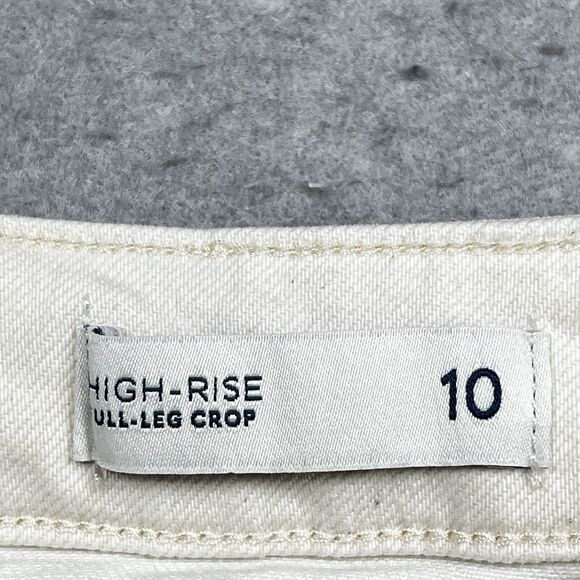 J. Jill Denim Jeans Womens Size 10 Cream High-Rise Full-Leg Crop Pants Pockets - Picture 11 of 14